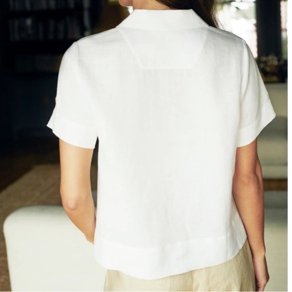 Quince 100% European Linen Short Sleeve Shirt in White - Picture 3 of 9
